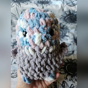 Crochet Pink Blue Pudgie Parakeet Plushie Amigurumi Doll